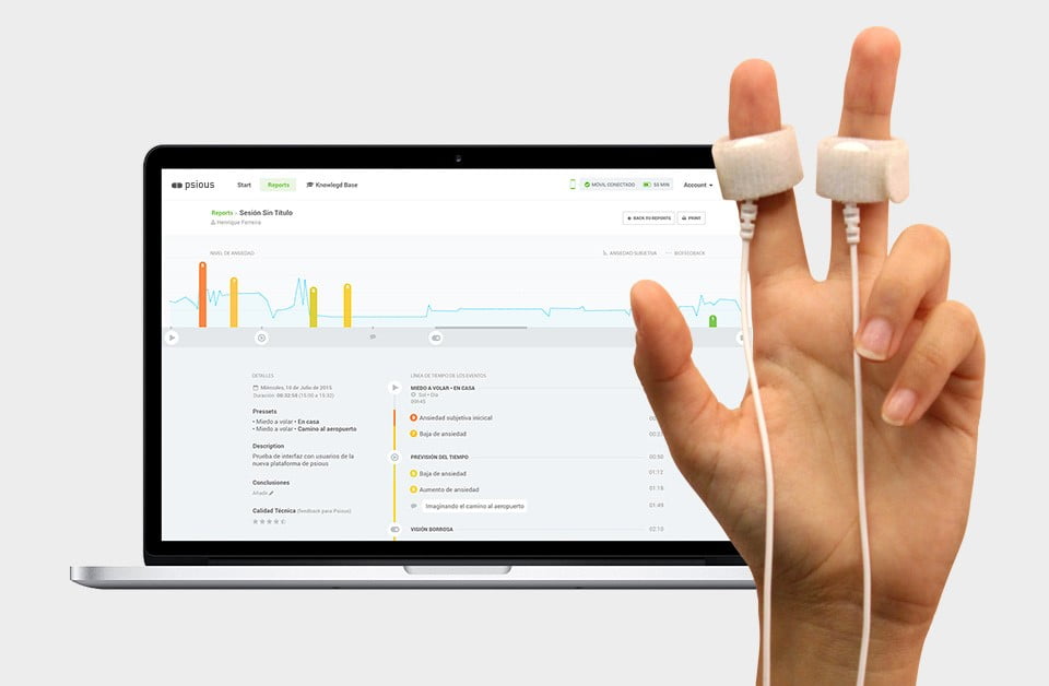 Biofeedback an Finger angebracht